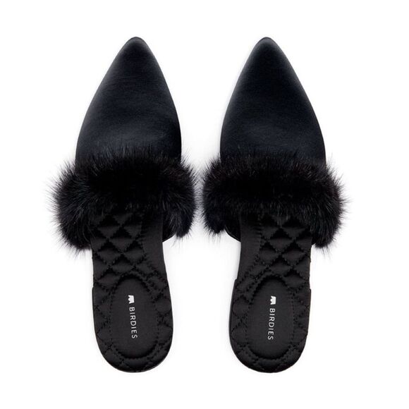 Birdies Shoes - Birdies Vegan Dove Slides Onyx Shoes Size 7 Comfort Black Party Slip Ons NEW